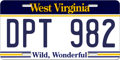 WV license plate DPT982