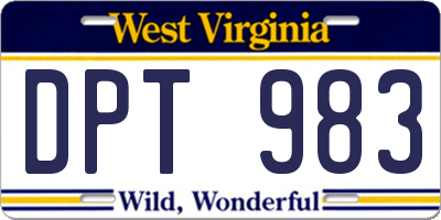 WV license plate DPT983