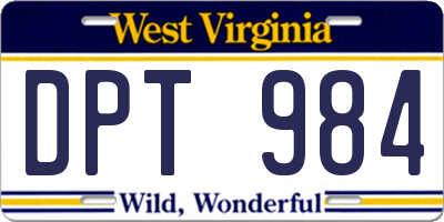 WV license plate DPT984
