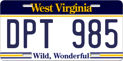 WV license plate DPT985