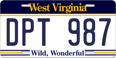 WV license plate DPT987