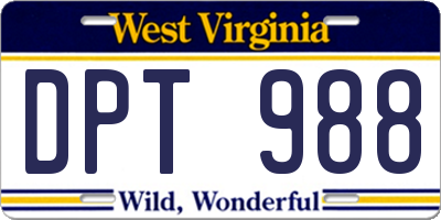 WV license plate DPT988
