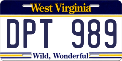 WV license plate DPT989