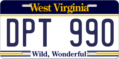 WV license plate DPT990