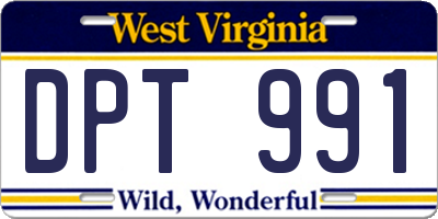 WV license plate DPT991
