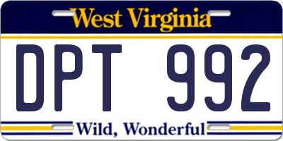 WV license plate DPT992
