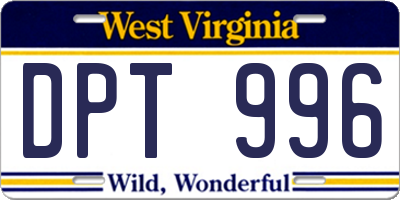 WV license plate DPT996