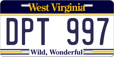 WV license plate DPT997