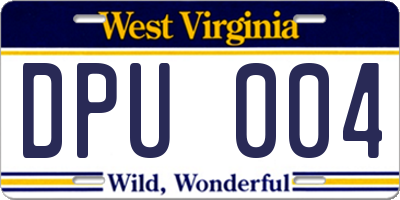 WV license plate DPU004