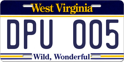 WV license plate DPU005