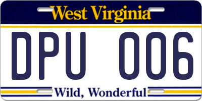 WV license plate DPU006