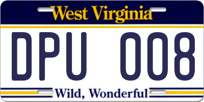 WV license plate DPU008