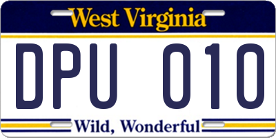WV license plate DPU010