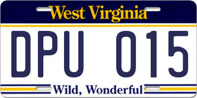 WV license plate DPU015
