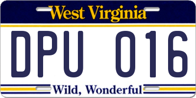 WV license plate DPU016