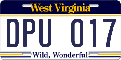 WV license plate DPU017