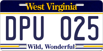 WV license plate DPU025
