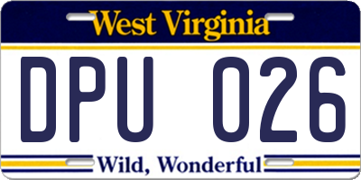 WV license plate DPU026