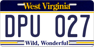 WV license plate DPU027