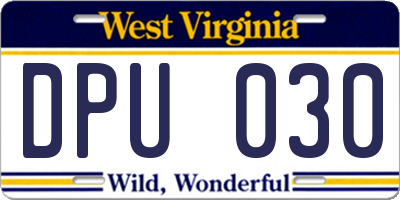 WV license plate DPU030