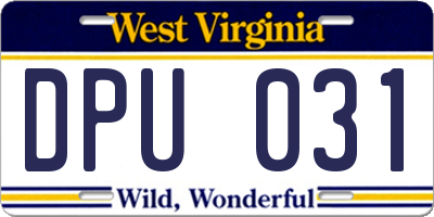 WV license plate DPU031