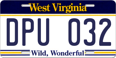 WV license plate DPU032