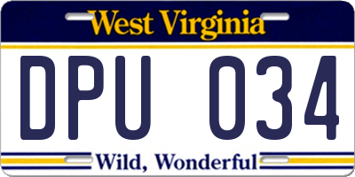 WV license plate DPU034