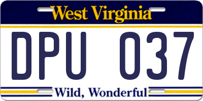WV license plate DPU037