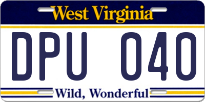 WV license plate DPU040