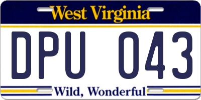 WV license plate DPU043
