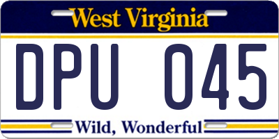 WV license plate DPU045