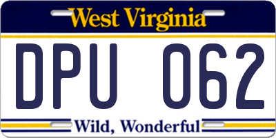 WV license plate DPU062
