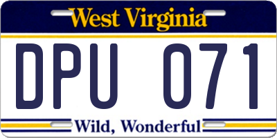 WV license plate DPU071