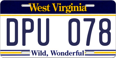 WV license plate DPU078