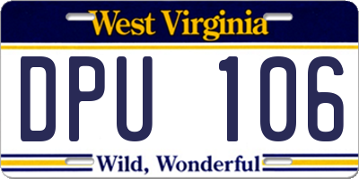 WV license plate DPU106