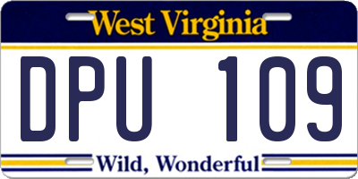 WV license plate DPU109