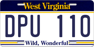WV license plate DPU110