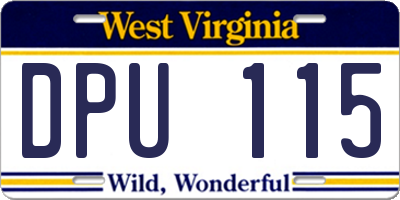 WV license plate DPU115