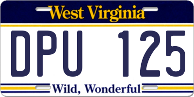 WV license plate DPU125