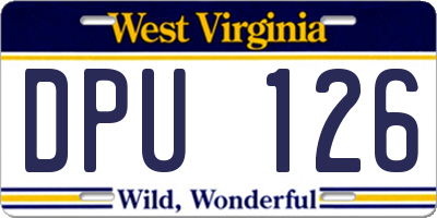 WV license plate DPU126