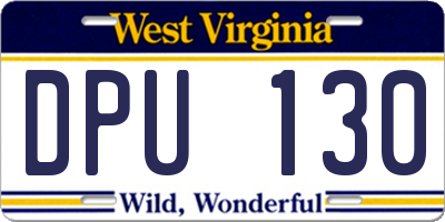 WV license plate DPU130