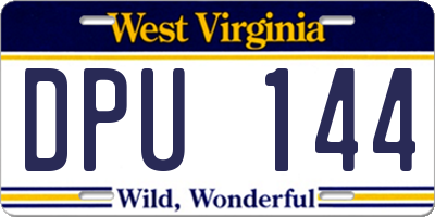 WV license plate DPU144