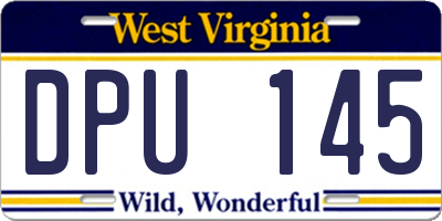WV license plate DPU145