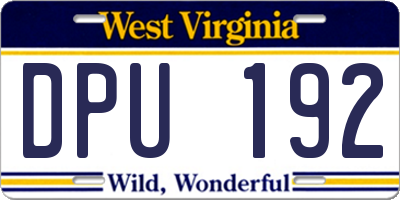 WV license plate DPU192