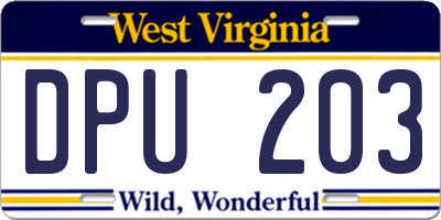 WV license plate DPU203