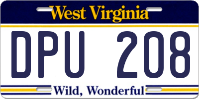 WV license plate DPU208