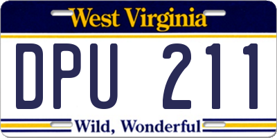 WV license plate DPU211