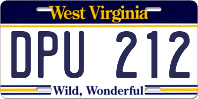 WV license plate DPU212