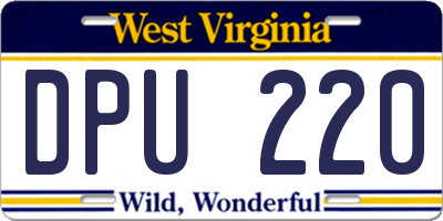 WV license plate DPU220