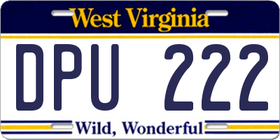 WV license plate DPU222